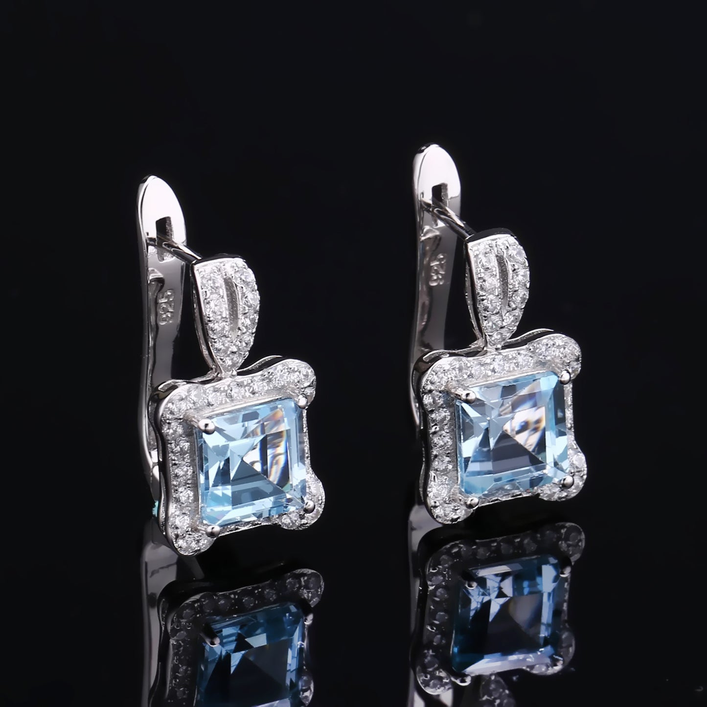 Natural Colorful Treasure Topaz Earrings and Earrings with Advanced Sense s925 Silver Inlaid Natural Gemstone Earrings and Earrings