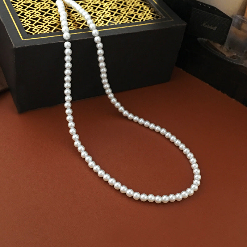 [DF]Vintage Palace Style Pearl Necklace with High Quality Sense INS Hong Kong Style Summer New Neckchain for Female Minority Collar Chain