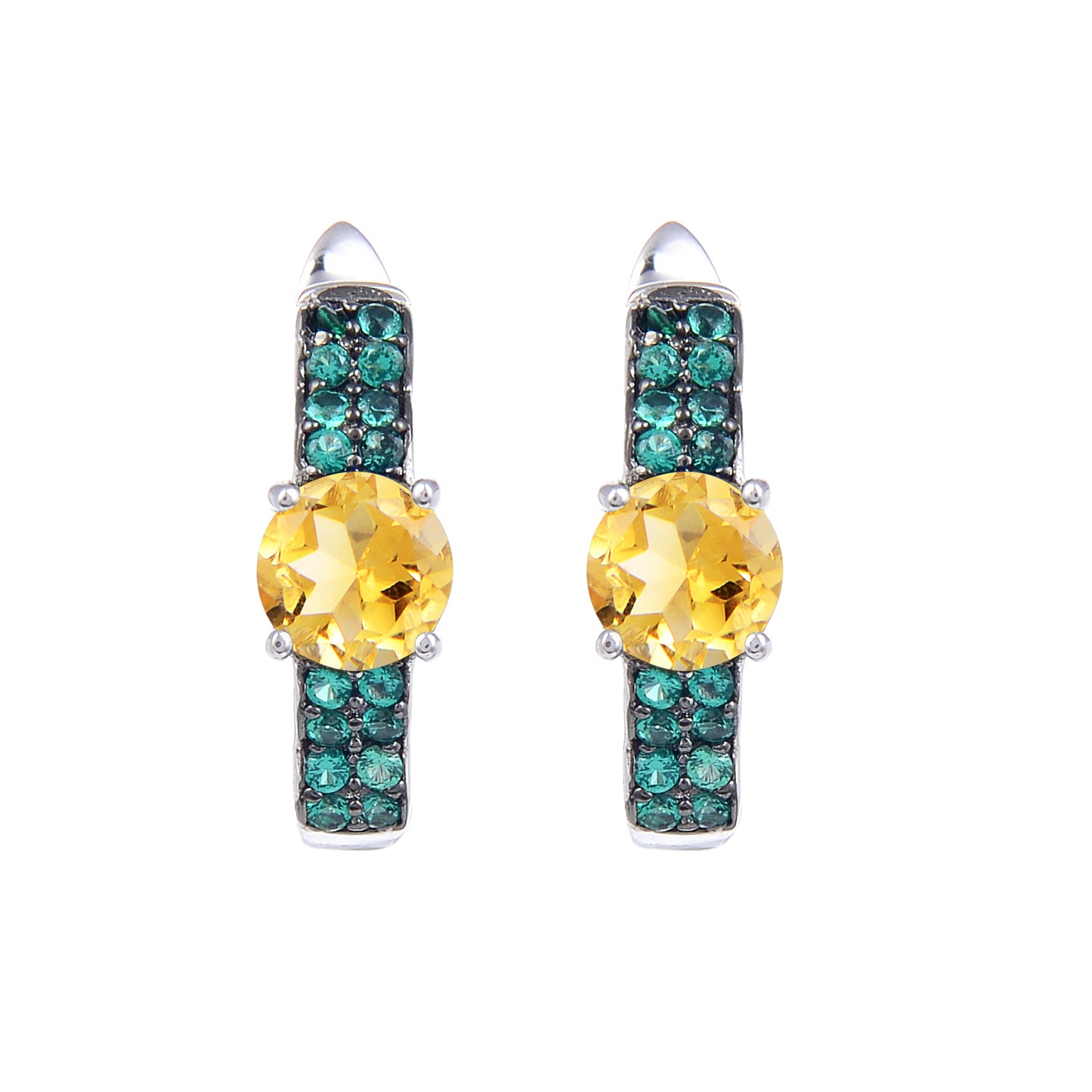 Boucles d'oreilles en pierres précieuses de couleur naturelle avec topaze en argent S925, boucles d'oreilles à clous