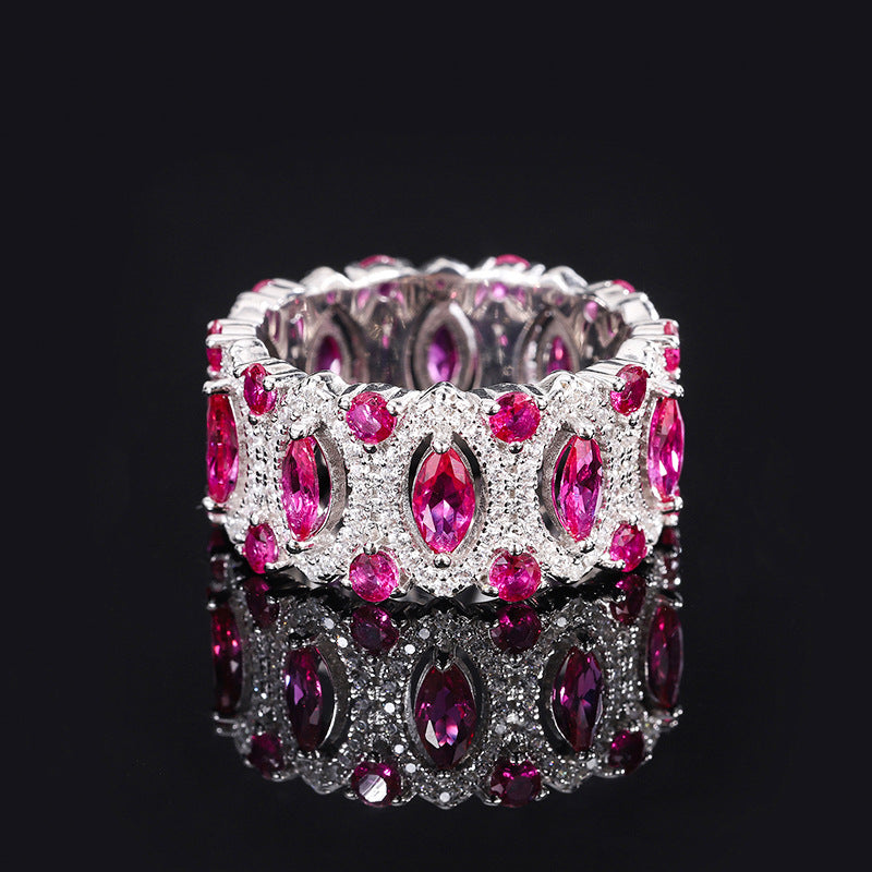 Jewelry s925 silver TikTok hot selling Ruby Diamond horse eye ring