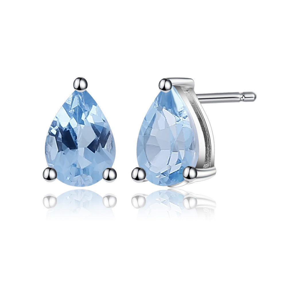 Natural Topaz Pear shaped Earrings s925 Silver Natural Colorful Treasure Earrings Earrings