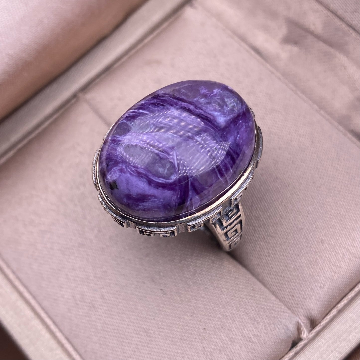 Purple Dragon Amethyst Ring s925 Silver Inlaid Vintage Simple Versatile Ornament