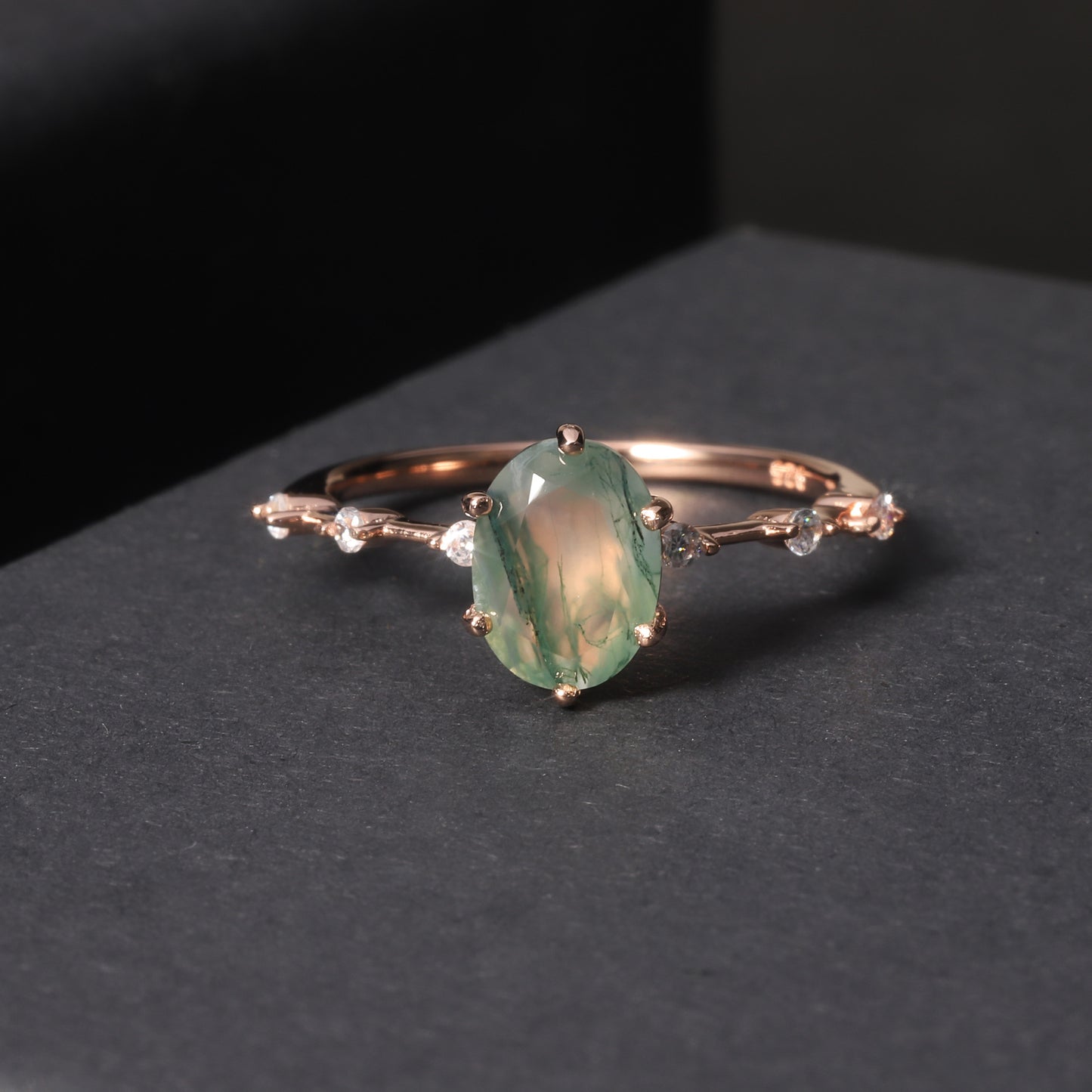 Anillo nuevo de ágata acuática natural bañado en oro de 18k y plata de ley 925