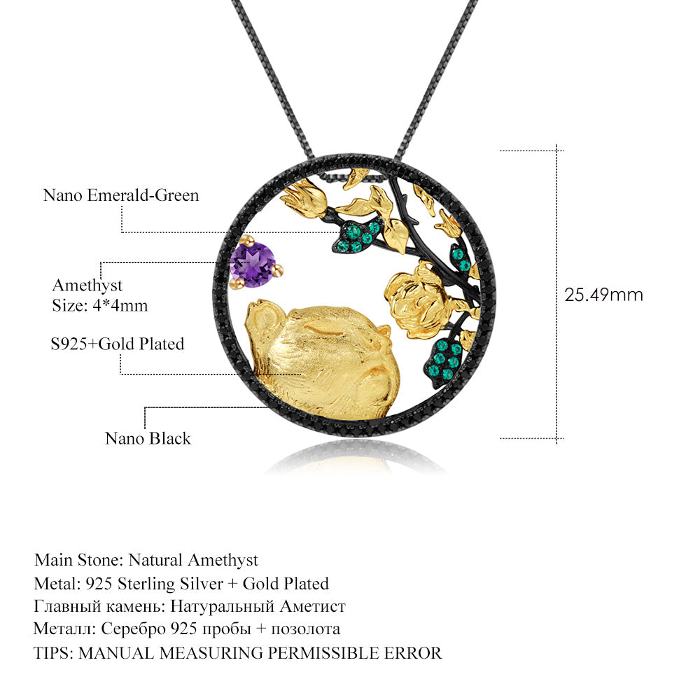 Designer element pendant s925 silver natural gemstone necklace pendant