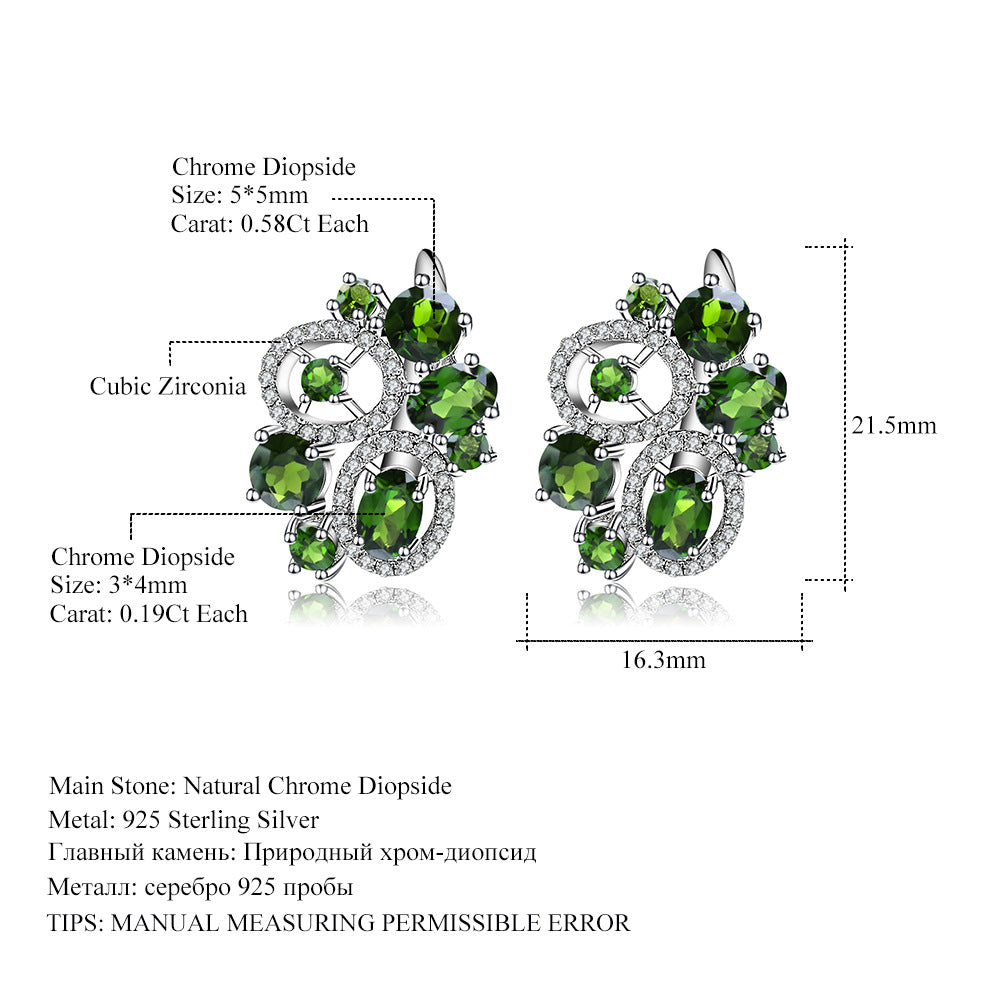 Boucles d'oreilles colorées naturelles en argent s925 incrustées de grenat