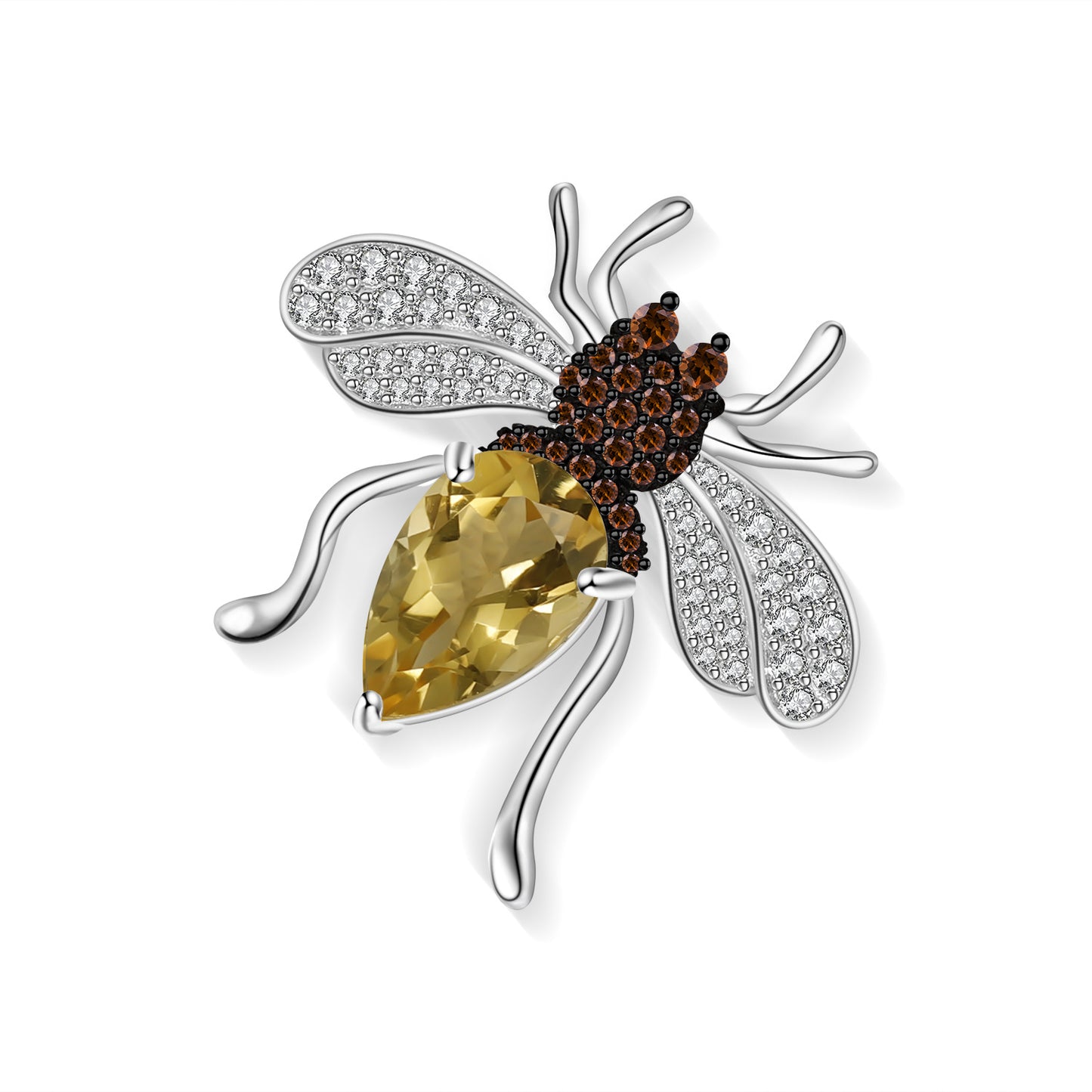 Broche design en améthyste naturelle en argent sterling s925 incrustée d'insectes avec une broche au trésor de couleur naturelle