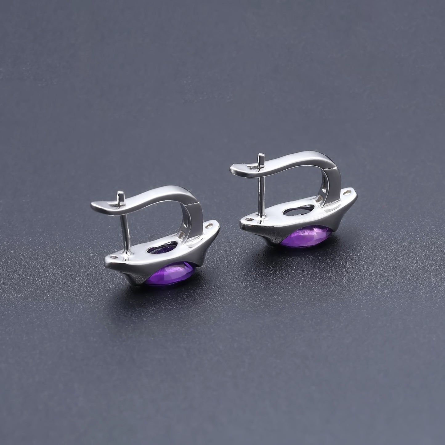 Fashionable and minimalist natural stone earrings s925 silver inlaid colored gemstone earrings and earrings