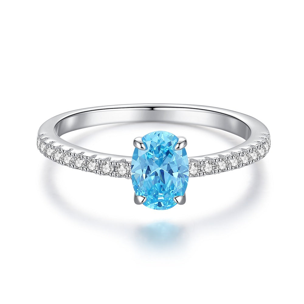 Bague coupe fleur de glace en argent S925, trésor bleu, Zircon, diamant à haute teneur en carbone, bague fleur de glace