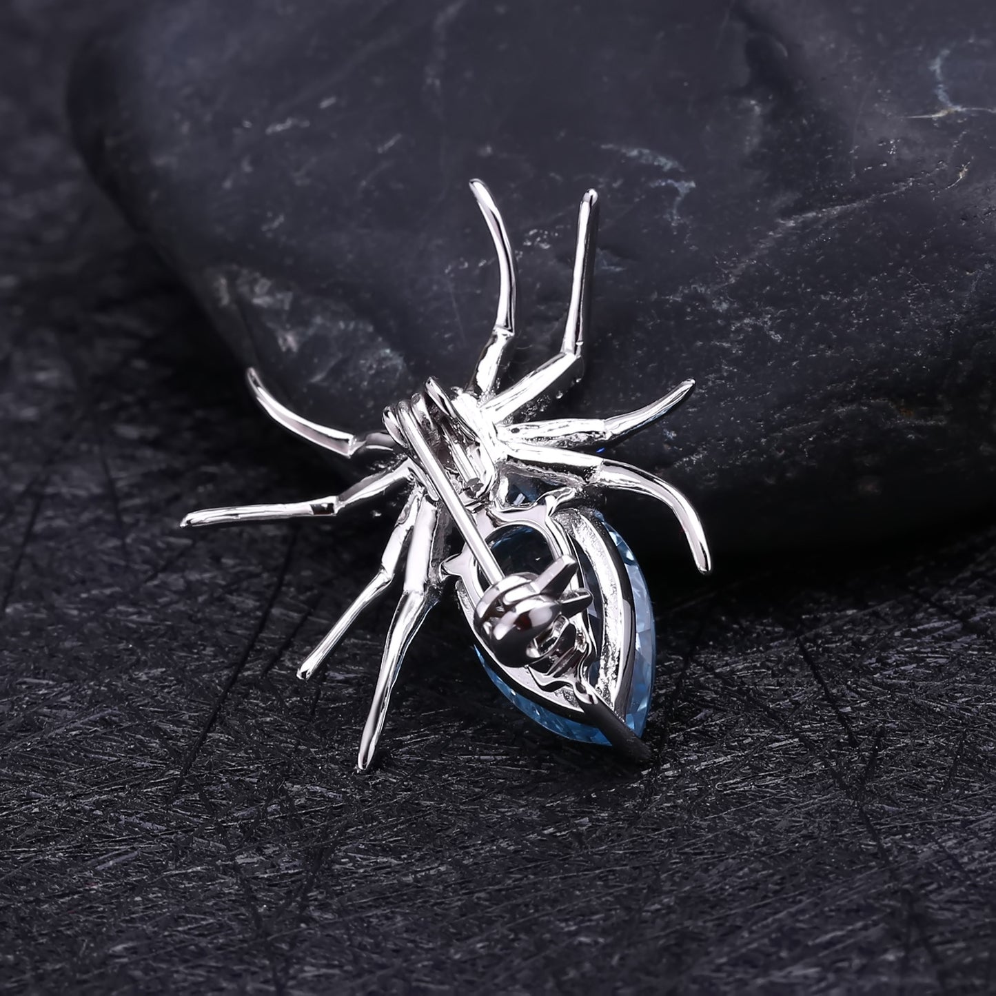 Insect series designer's high-end brooch spider design s925 sterling silver natural color treasure topaz brooch