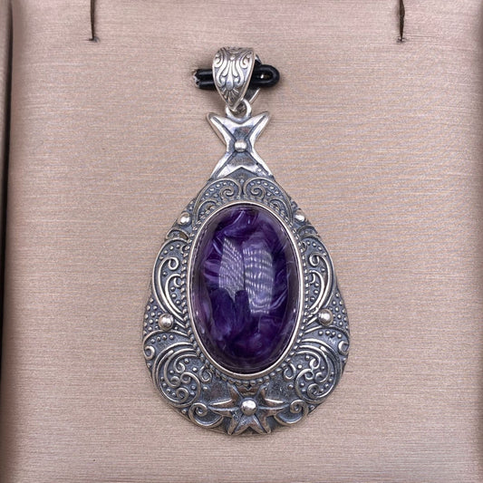 Purple Dragon Amethyst Pendant s925 Silver Inlaid Vintage Silver Antique Made Old Amethyst Pendant