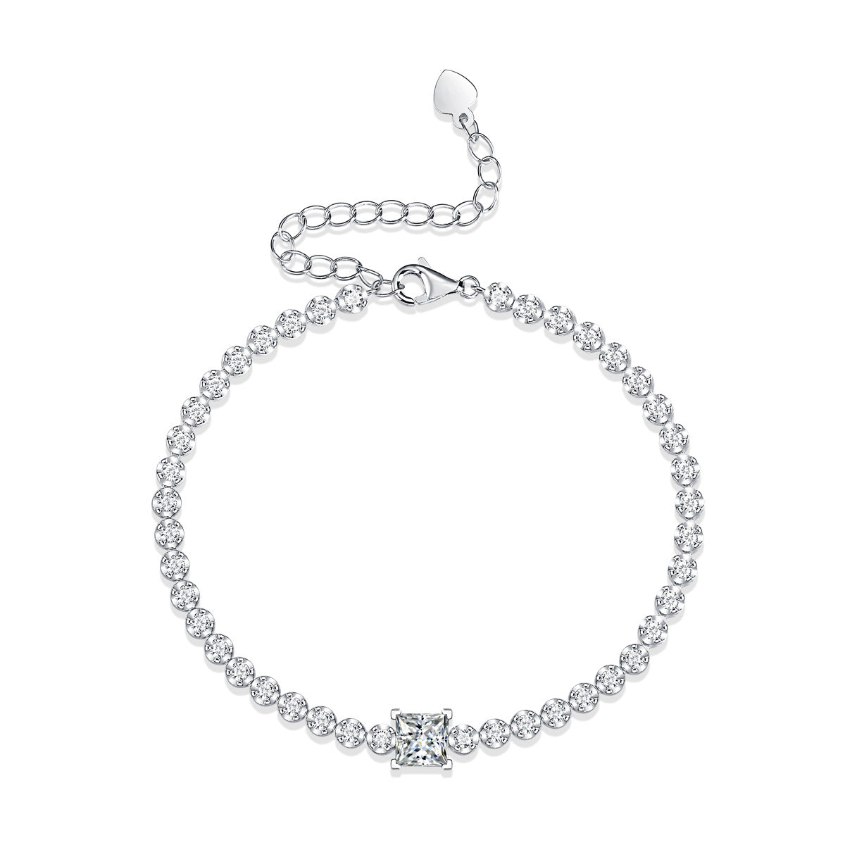 Bracelet en argent S925 avec Mosonite Rubik's Cube, bijoux en argent