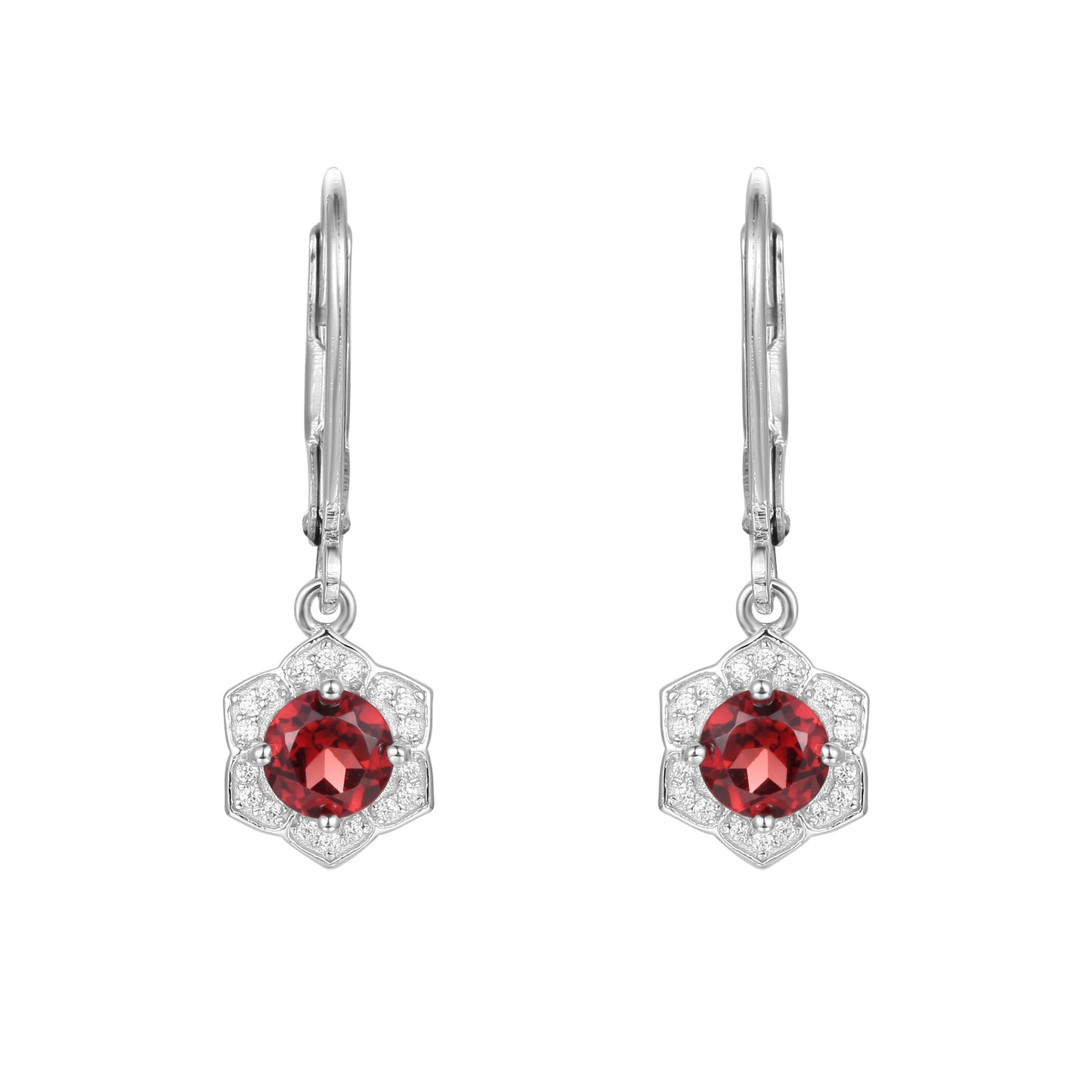 Garnet gemstone earrings s925 silver inlaid with natural gemstone earrings