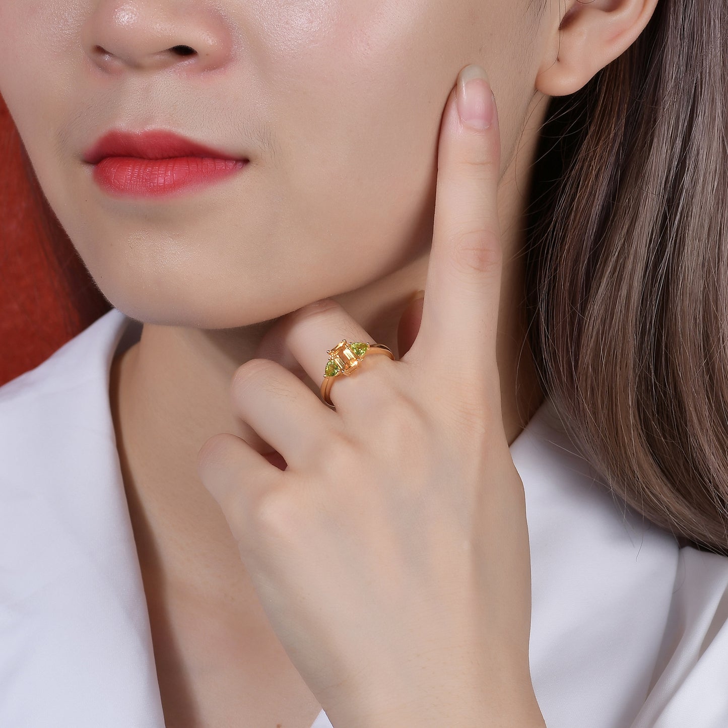 Bague en cristal jaune trésor de couleur naturelle, à la mode et Simple, plaqué argent pur s925, or 18 carats, pierres précieuses incrustées