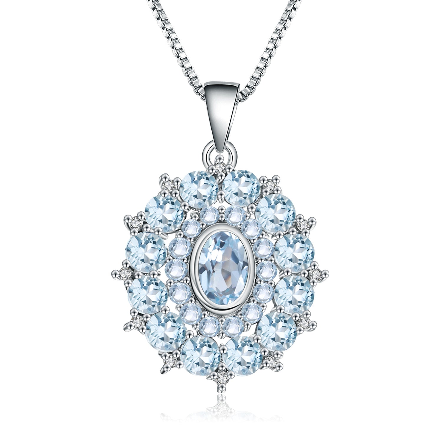 Natural Topaz Necklace Light Luxury Design Sense S925 Silver Inlaid Natural Colored Stone Necklace Pendant