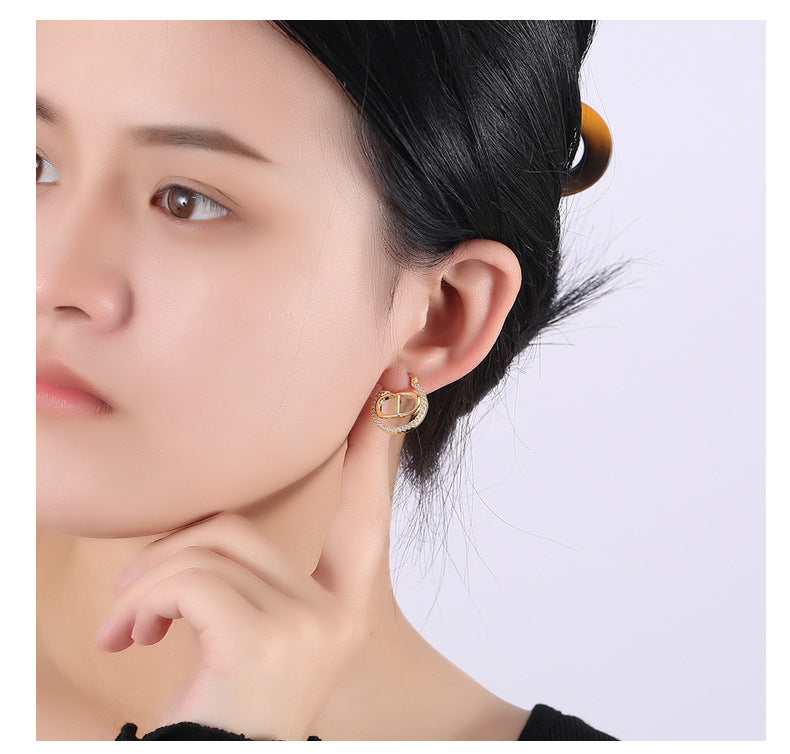 【DF】Earrings High-end Earrings 925 Silver Needle Pearl Earrings Fashion Earrings Jewelry Women