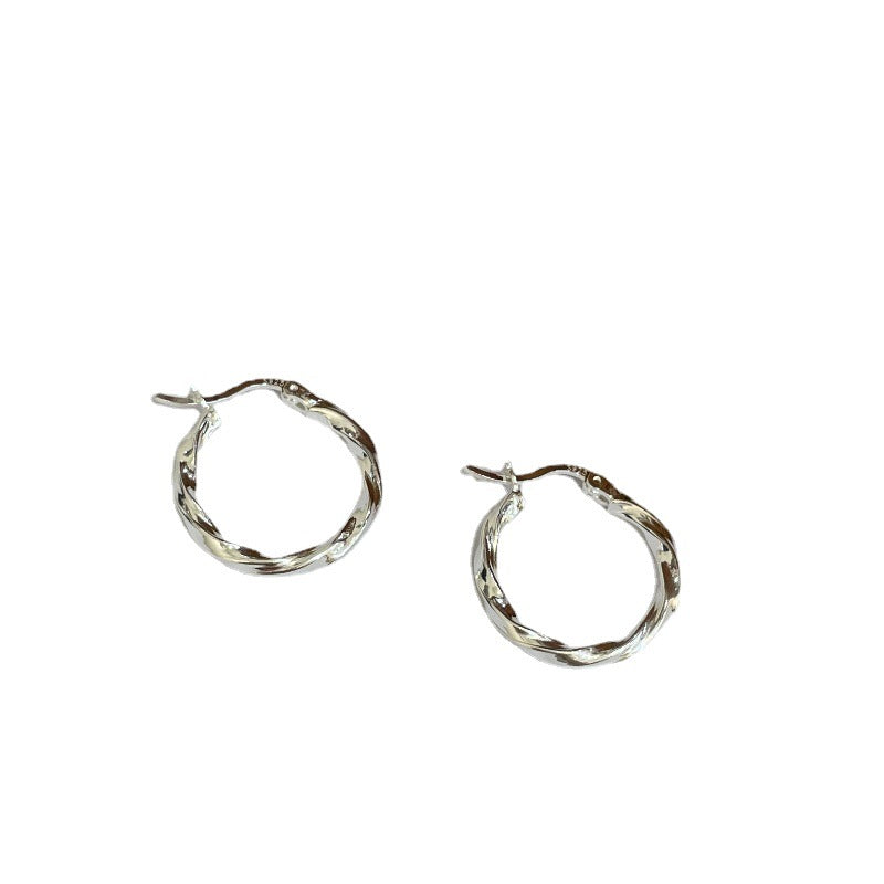 [DF]Pendientes de círculo en espiral para mujer - Estilo coreano geométrico vintage de moda - Plata de ley S925 - Nuevos puños para las orejas de moda minimalista