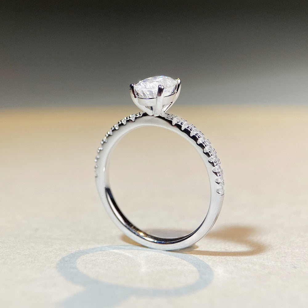 Bague en pierre Moissanite en argent sterling S925, bague en pierre Moissanite