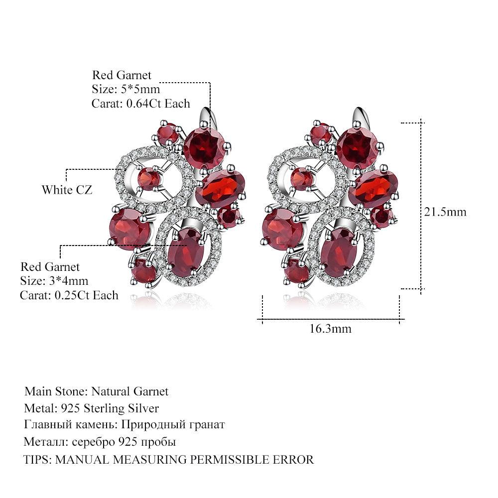 Boucles d'oreilles colorées naturelles en argent s925 incrustées de grenat