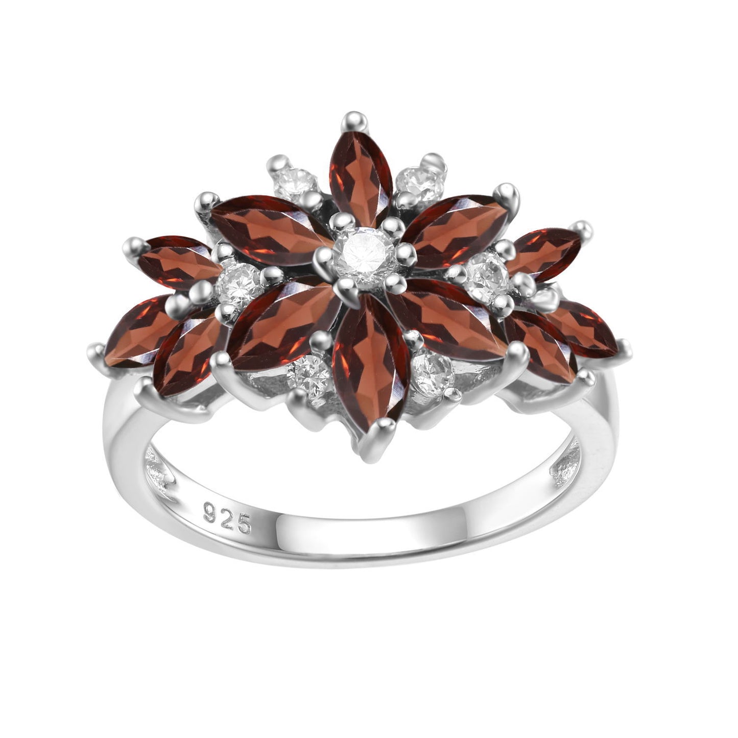 S925 sterling silver cluster set natural tourmaline ring