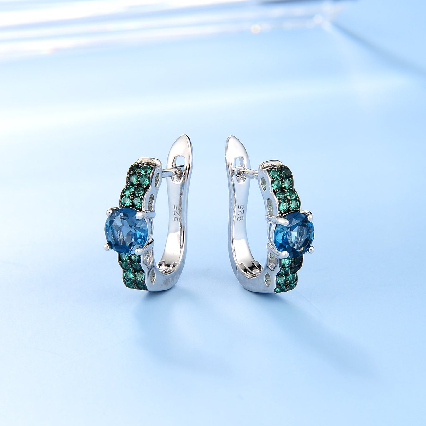 Natural colored gemstone earrings with topaz S925 silver gemstone earrings stud earrings