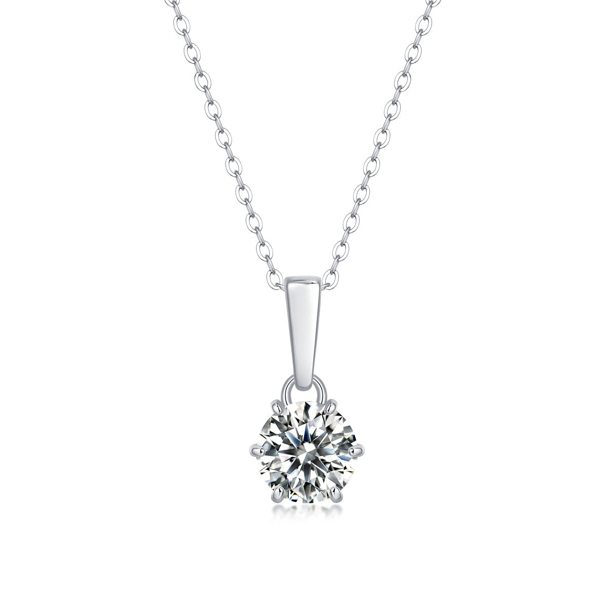 Jiuzuan925 – collier en argent incrusté de moissanite, pendentif à six griffes, chaîne de clavicule