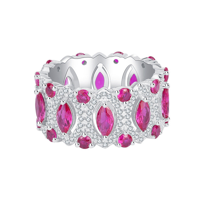 Bijoux s925 argent TikTok vente chaude bague oeil de cheval rubis diamant 