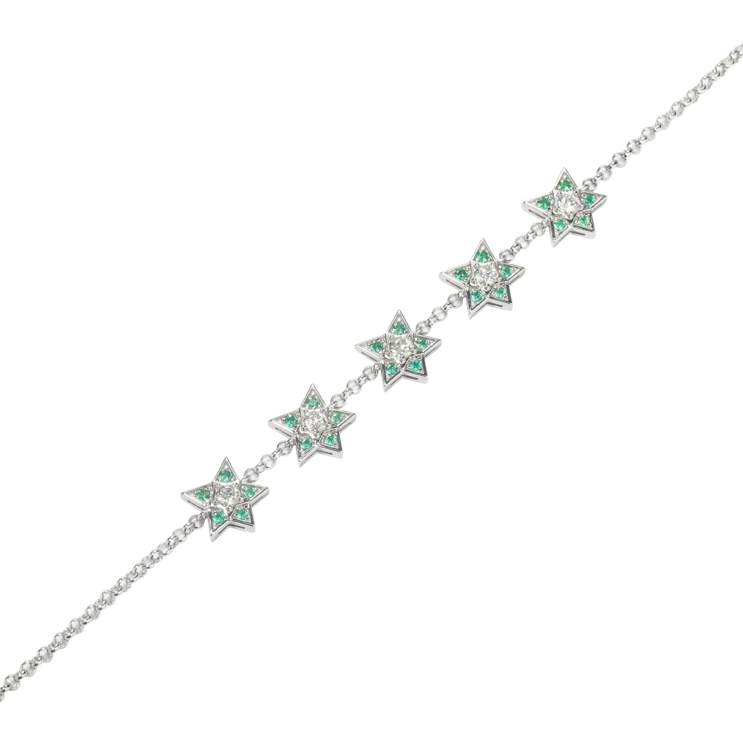 925 silver-studded gem five-pointed star bracelet