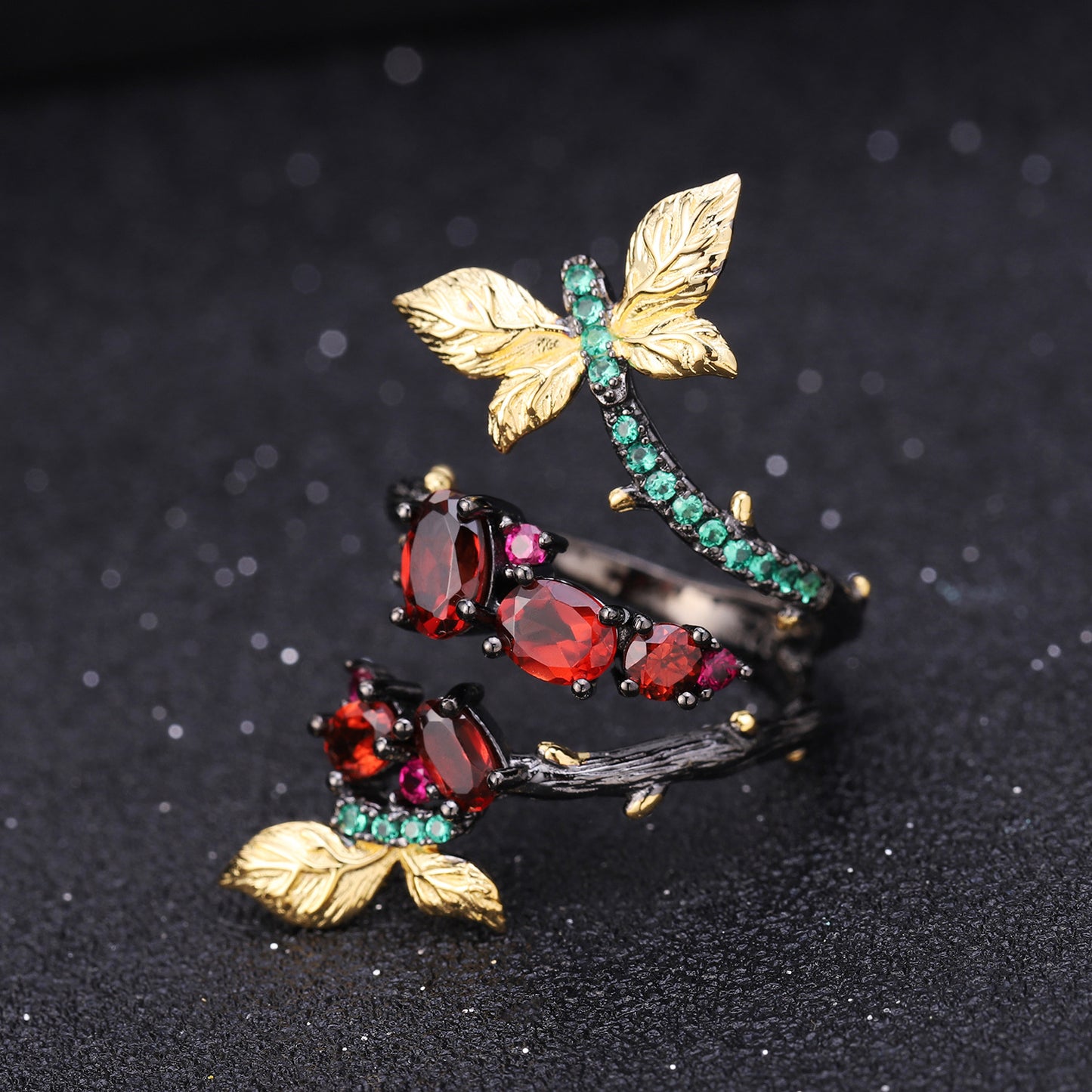 Secret garden series designer style ring natural wind butterfly design s925 silver natural ammethyst ring