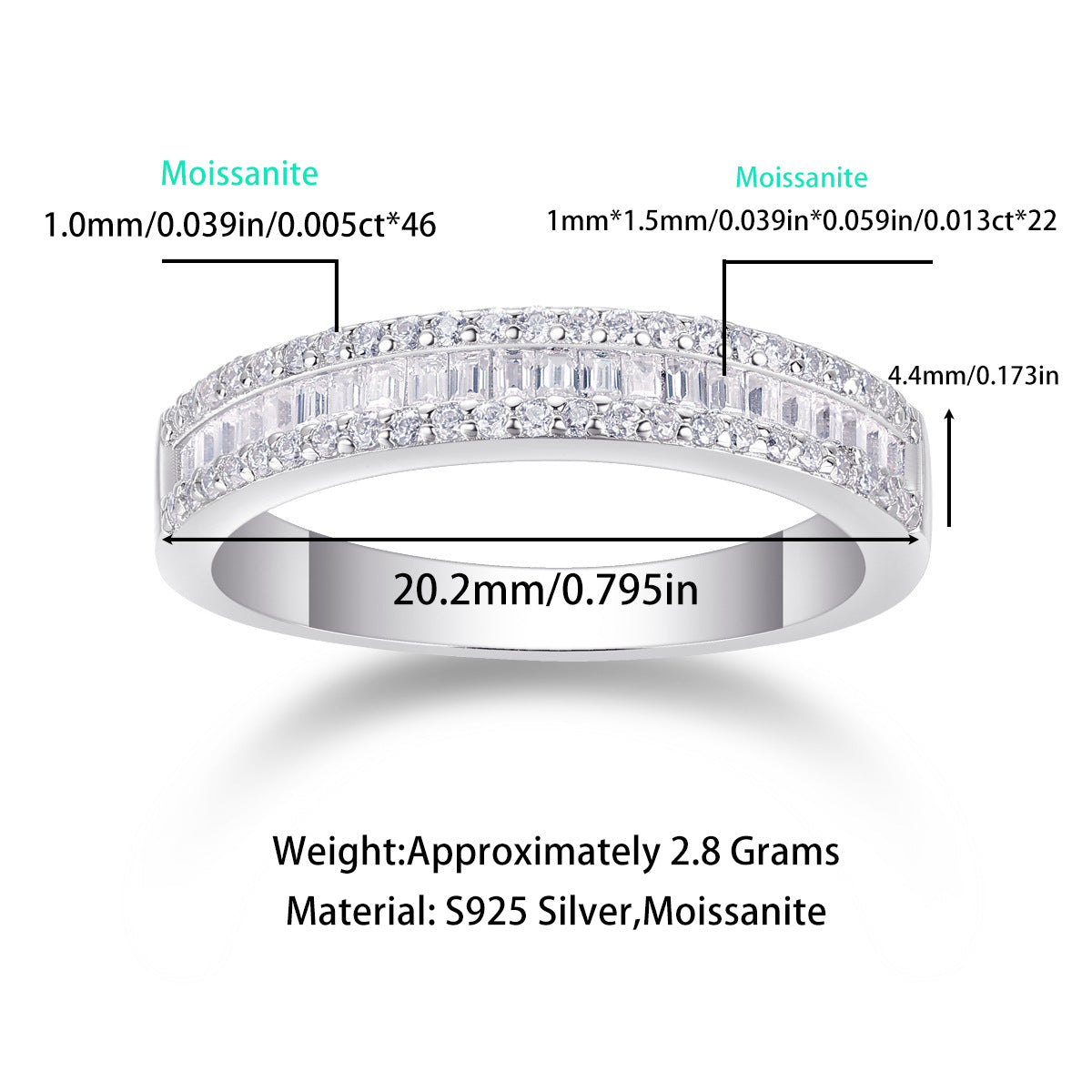 S925 Silver Beautiful Moment Ring Mosang Stone Hao Set Closed Ring