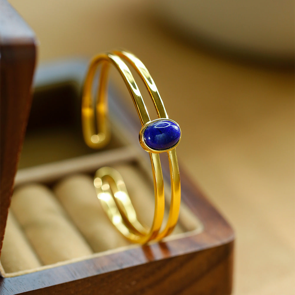 S925 silver gold-plated lapis lazuli bracelet