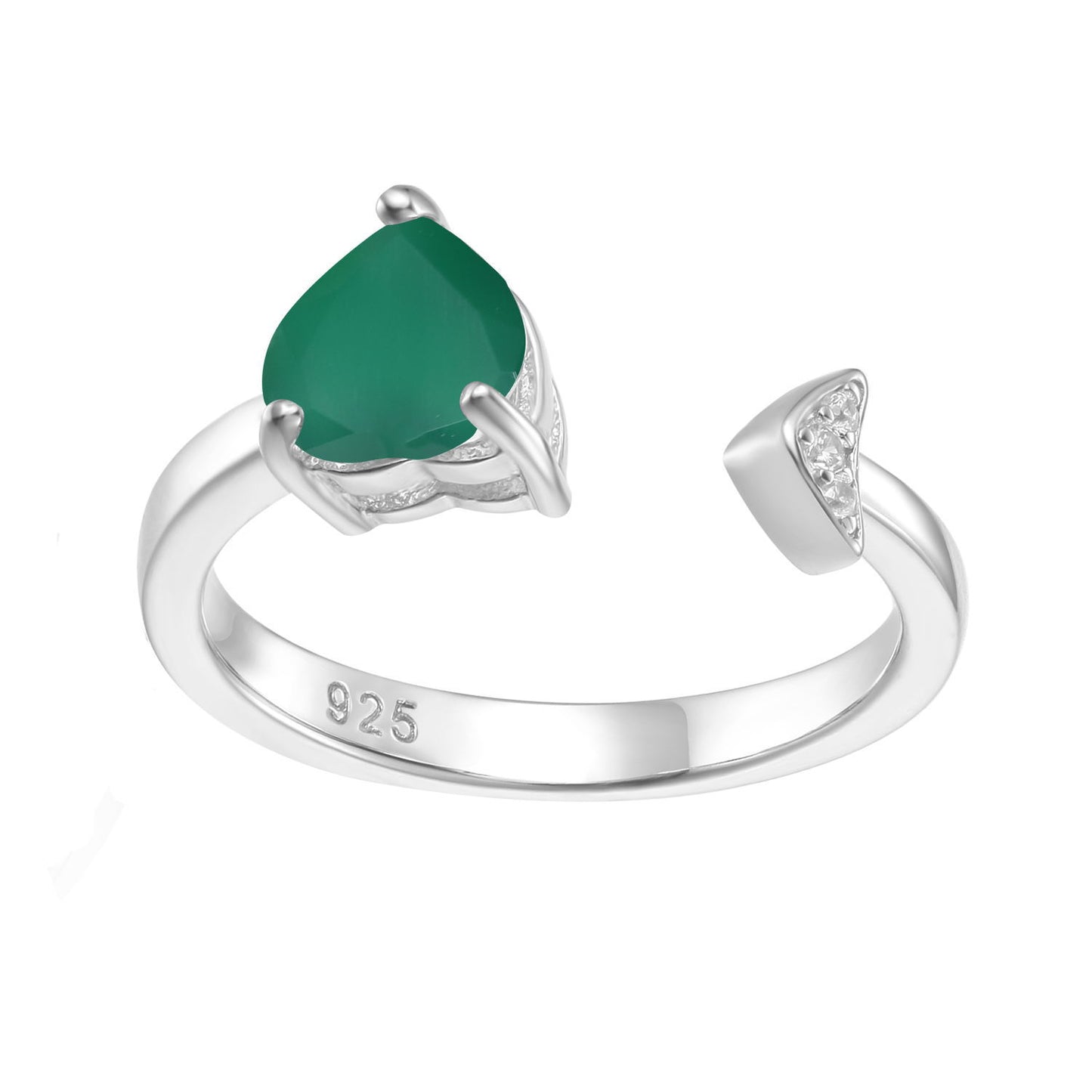 925 Silver-inlaid gemstone colored crystal ring