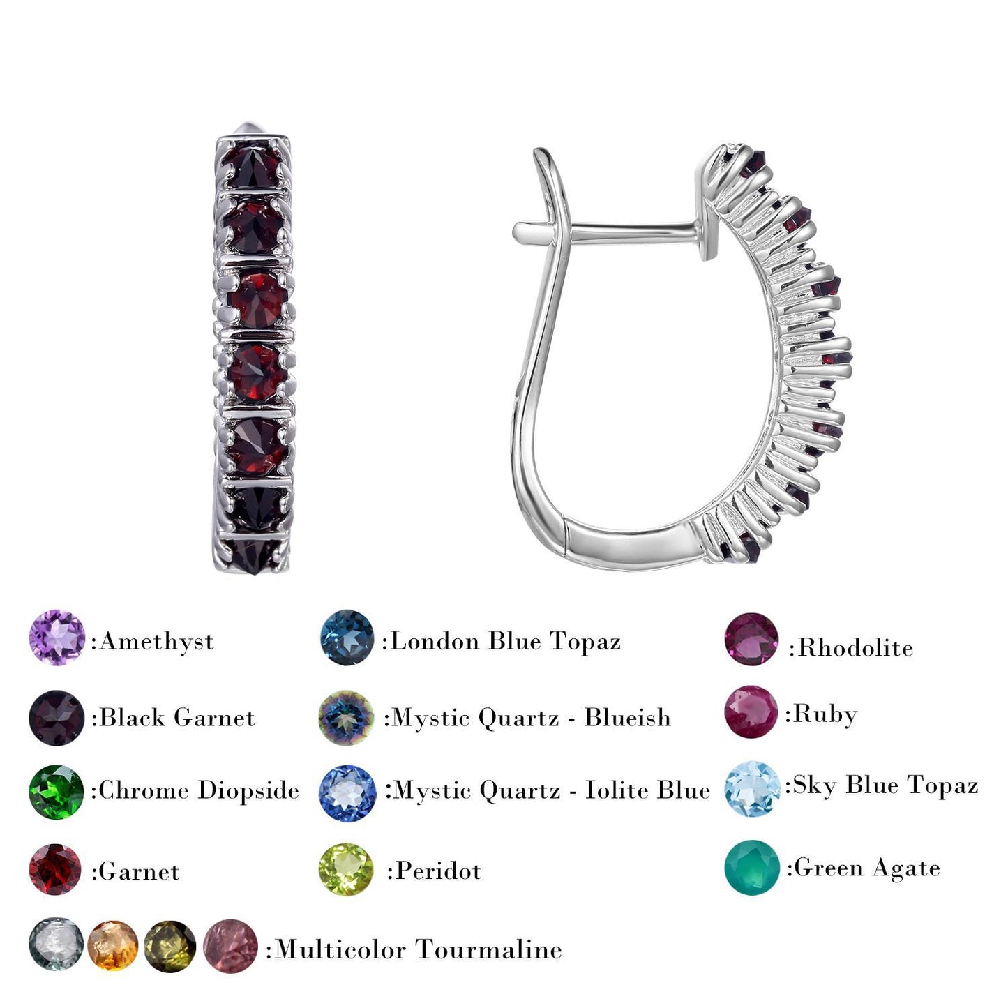 Boucles d'oreilles en pierre naturelle, incrustation personnalisée rétro européenne et américaine avec tourmaline s925, boucles d'oreilles et boucles d'oreilles en argent