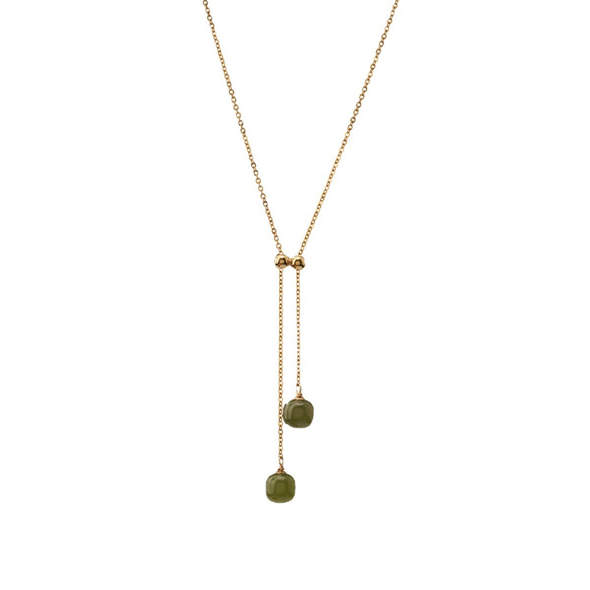 Chaîne de clavicule de tempérament en or jade Hetian naturel, collier rétro