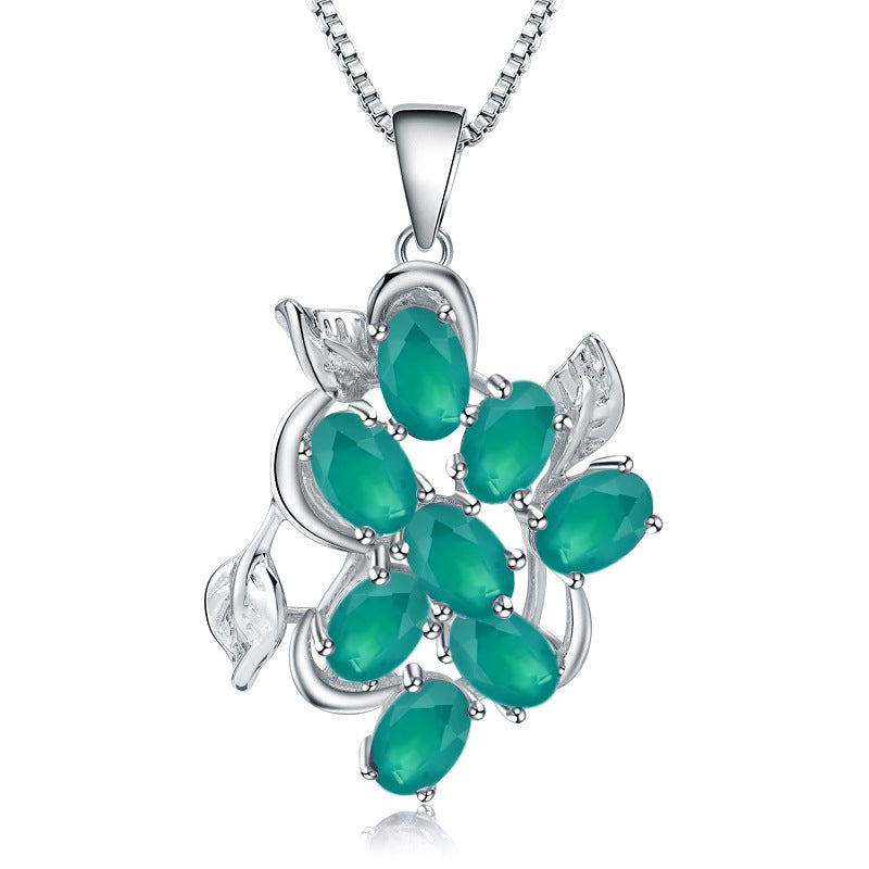 Topaz pendant with natural colored gemstones inlaid with s925 silver necklace pendant