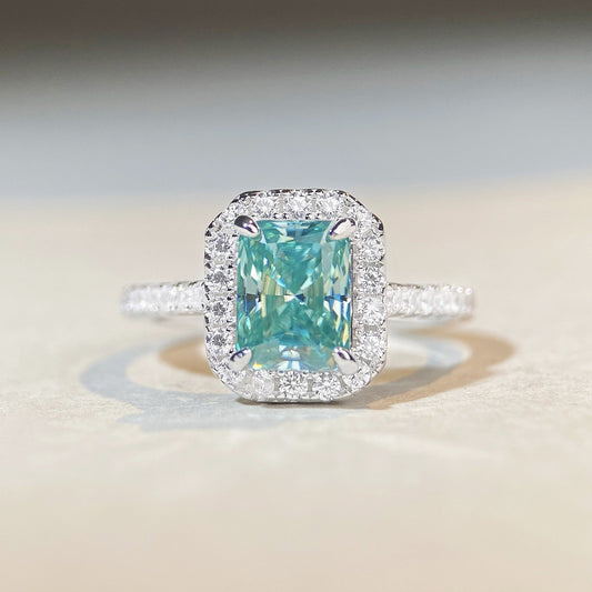 [DF]Moissanite Ring Girl 2 Clare Dean Che Mo Sang Ring Palaiba Mint Green Square Wrap Ring