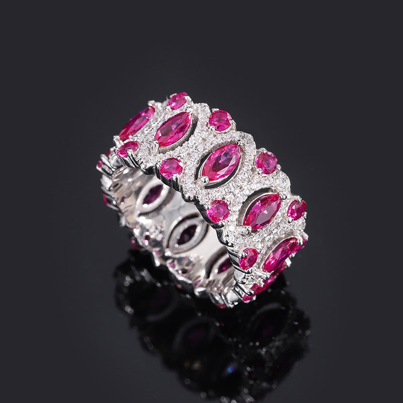 Jewelry s925 silver TikTok hot selling Ruby Diamond horse eye ring