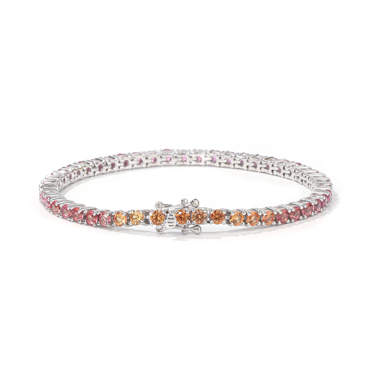 Bracelet dégradé arc-en-ciel en argent sterling S925 avec pierres précieuses de 3 mm