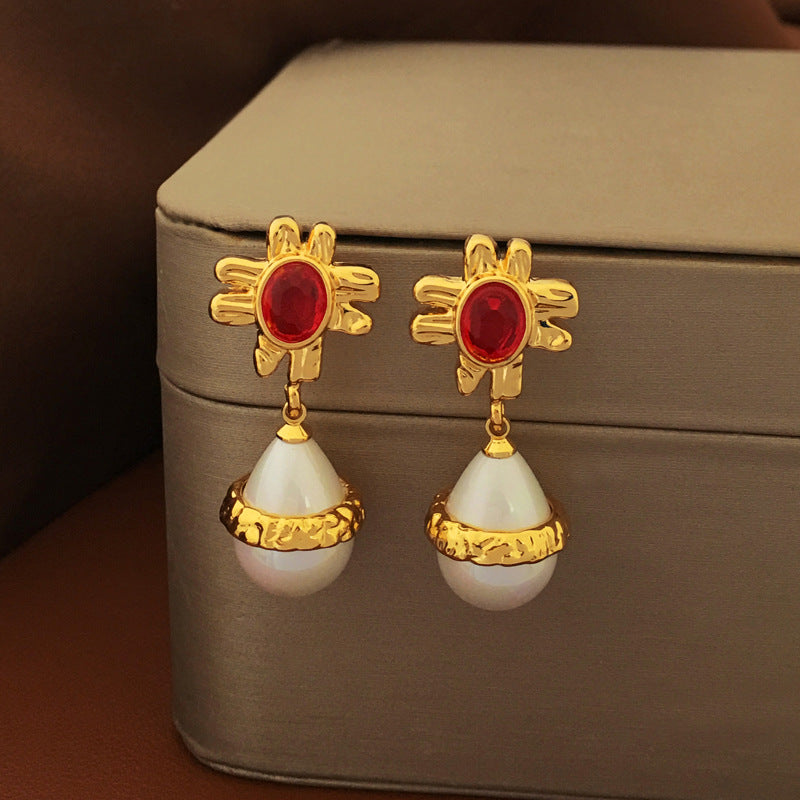 [DF]Original S925 silver needle retro fashion Baroque Pearl Earrings niche elegant fashion new earrings