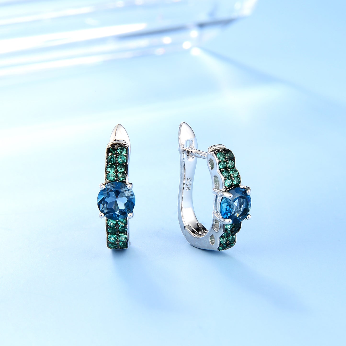 Natural colored gemstone earrings with topaz S925 silver gemstone earrings stud earrings