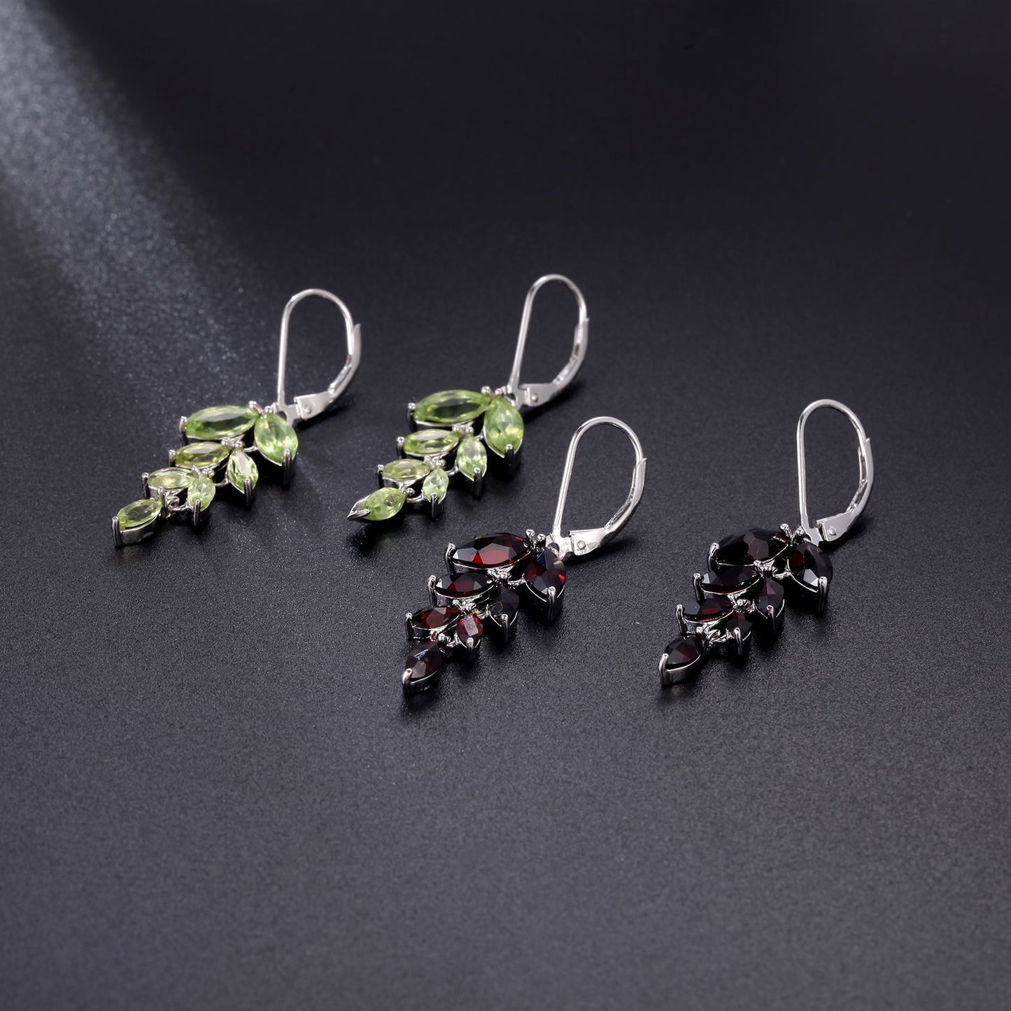 Boucles d'oreilles en argent S925 avec pierres précieuses naturelles colorées et boucles d'oreilles et clous d'oreilles en grenat personnalisés