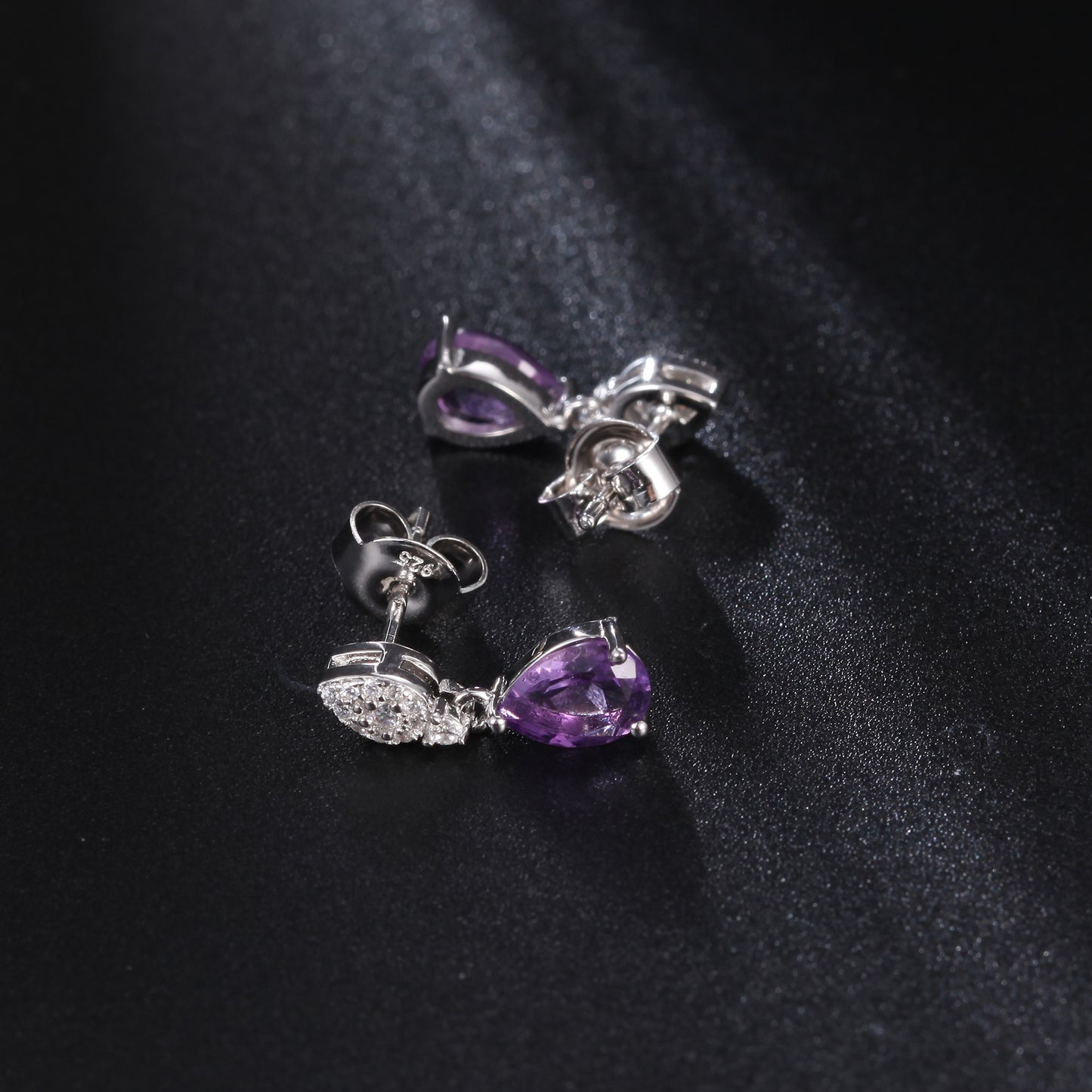 New Light Luxury Natural Amethyst Gemstone Earrings s925 Silver Inlaid Natural Color Treasure Earrings