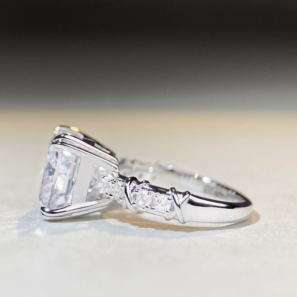 S925 silver-plated 18K white zircon ring