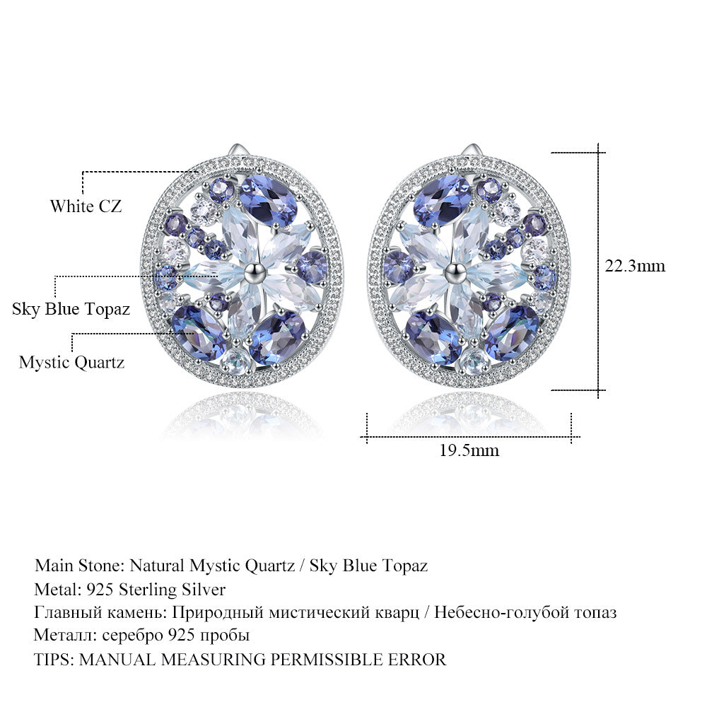 Boucles d'oreilles et boucles d'oreilles en topaze naturelle, luxe léger et luxueux, boucles d'oreilles et boucles d'oreilles en pierres précieuses naturelles en argent pur S925 personnalisées