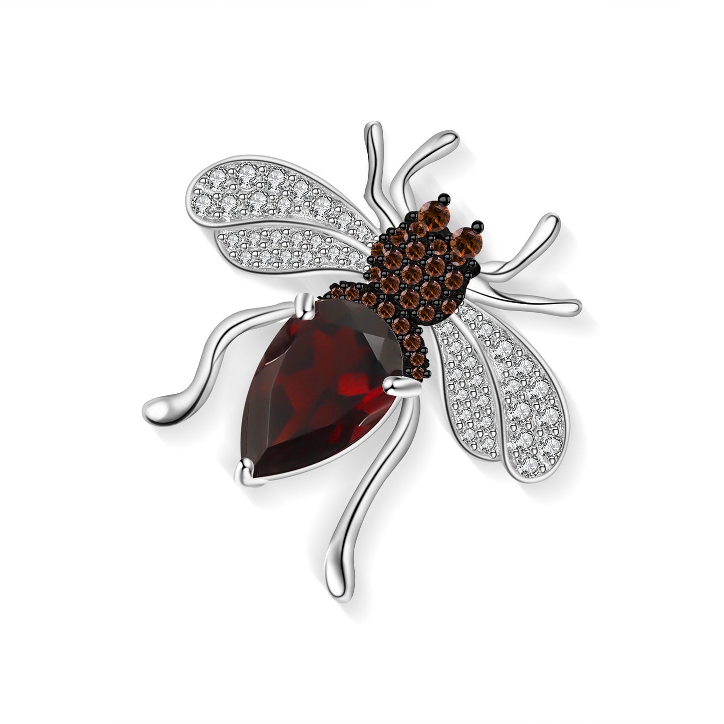 Natural amethyst designer brooch insect design s925 sterling silver inlaid with natural color treasure brooch