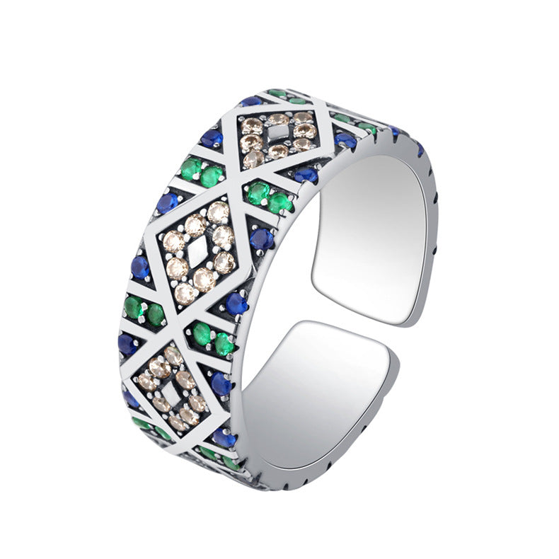 Bague en argent sterling S925 avec œil d'ange et zircon coloré