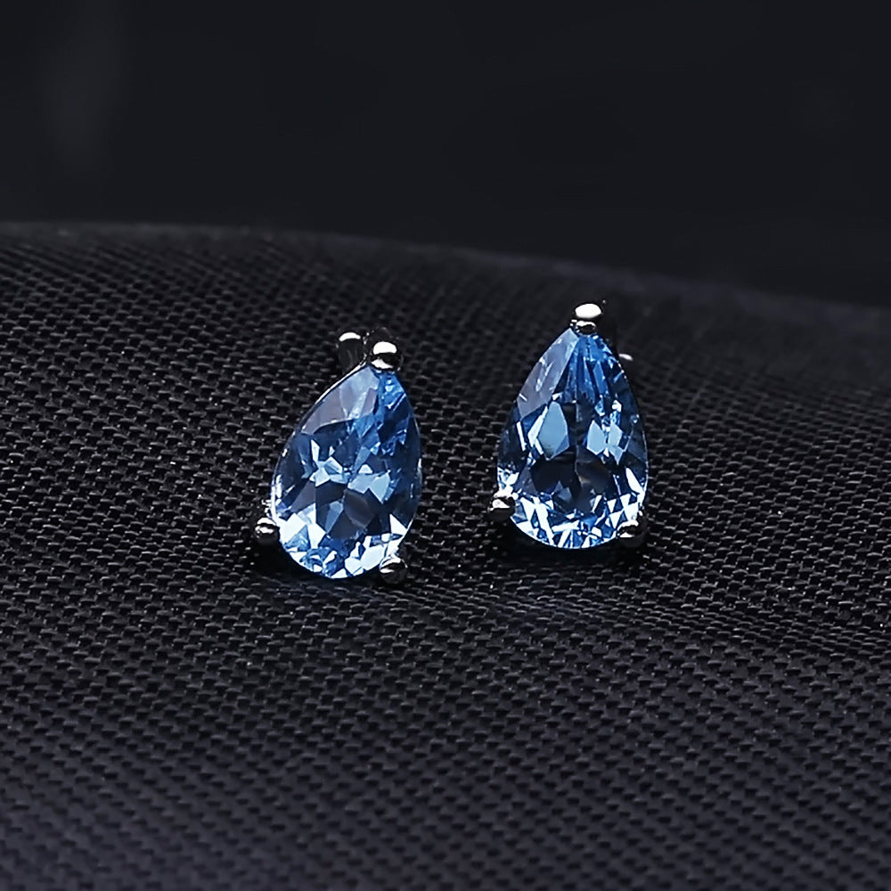 Natural Topaz Pear shaped Earrings s925 Silver Natural Colorful Treasure Earrings Earrings