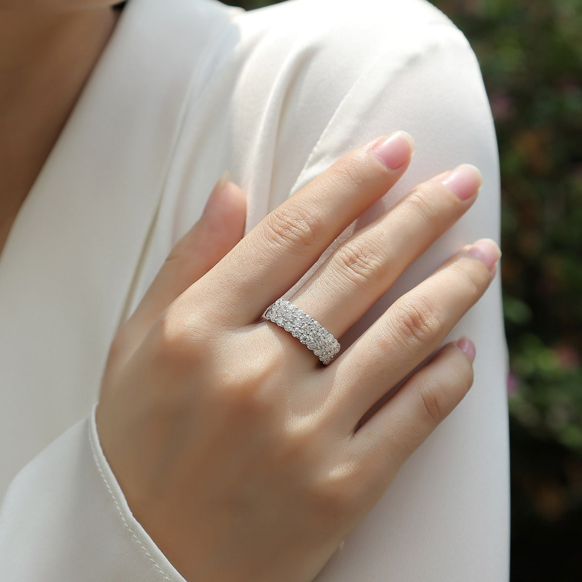 Anillo fantasma de plata S925, anillo cerrado de piedra Mosang, nuevo estilo de gran venta