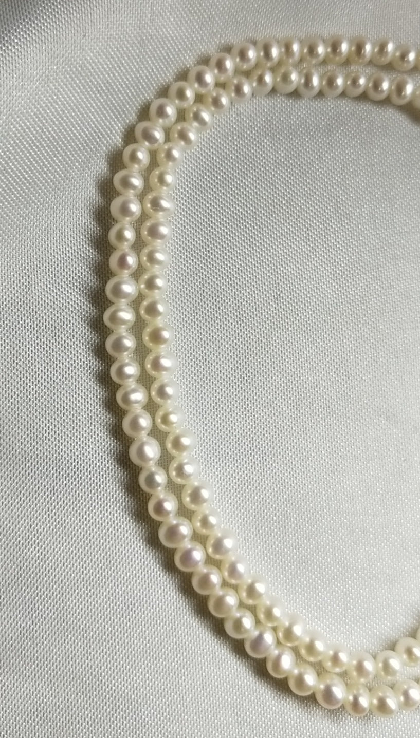 [DF]3-4mm Round Pearl Necklace - Fashionable Baby Freshwater Pearl Collar Necklace with 925 Silver Clasp