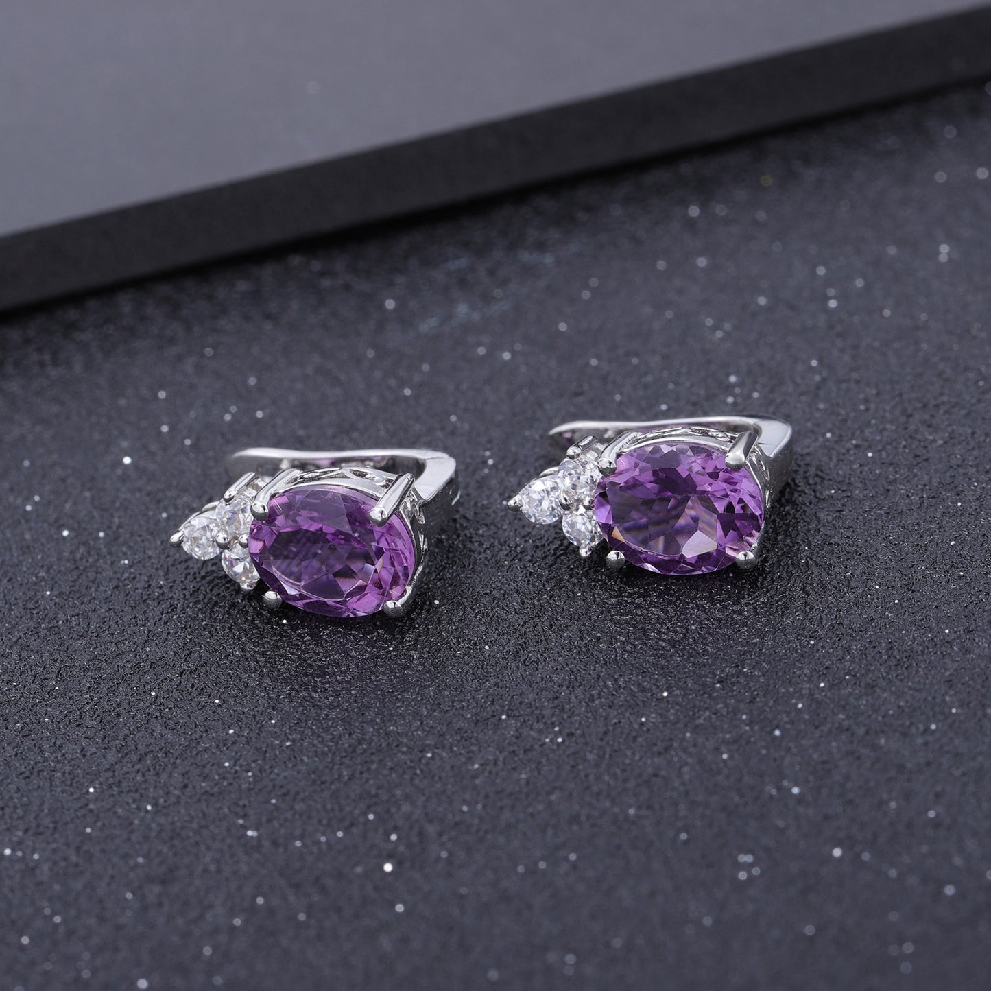 S925 silver amethyst earrings with gemstones