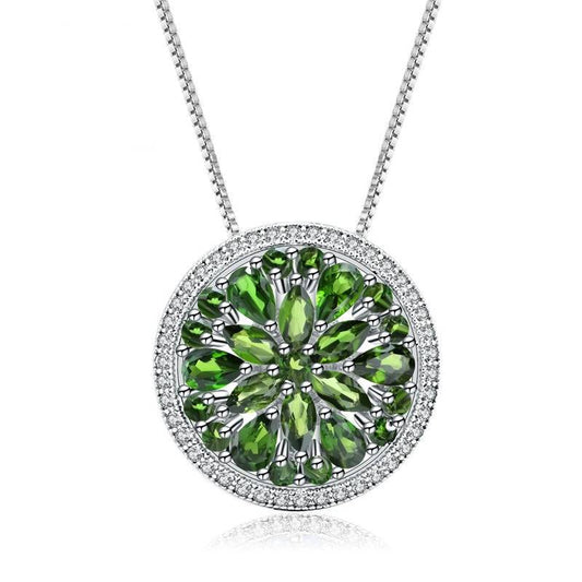 Pendentif en argent pur Topa grenat Diopside S925, trésor coloré naturel